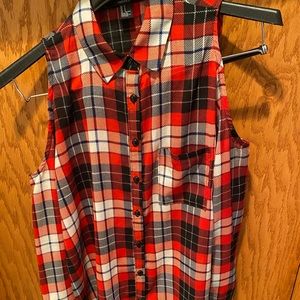 Forever 21 cold shoulder long sleeved button down plaid women’s top